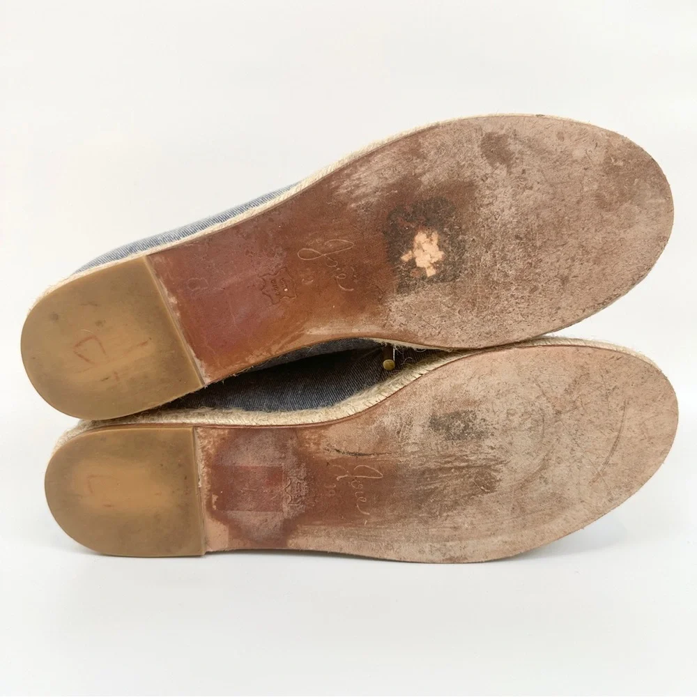 Joie Wallie Denim Lace-Up Espadrilles Flats EU 39 Leather Soles